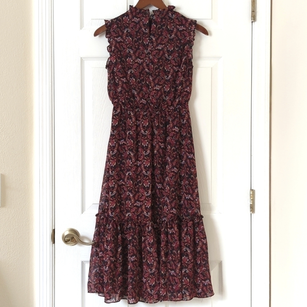 Sam Edelman Floral Paisley Printed Sleeveless High Neck Blouson Midi Dress XS - Picture 11 of 15